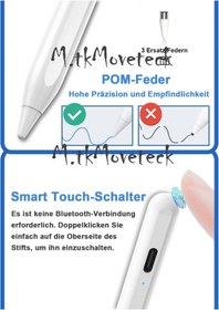 Resim m.tk moveteck Ipad Ve Android Uyumlu Kapasitif Touch Dokunmatik Ekran Yazı Çizim Kalemi Eğime Duyarlı Hassasiyetli 