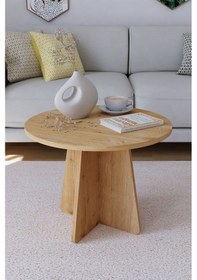 Resim Mantar Orta Sehpa Yuvarlak Orta Sehpa 58 Cm - Safir Meşe 