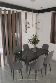 Resim DEREN HOME Fier Serisi Mutfak ve Salon Yemek Masası Takımı + 6 Adet Antrasit Sandalye 