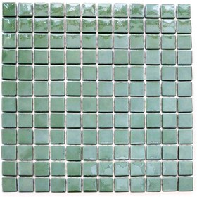 Resim MozaiKristaL Tüm yüzeyler için 25x25mm. Parlak Yeşil, 31,5x31,5 Fileli Cam Mozaik. (5 File Karo=0,5m2 Fiyatı.) 