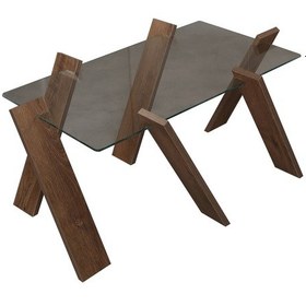 Resim Roman Maxi Cam Orta Sehpa Kafkas Meşe / Renkli Orta Sehpa 