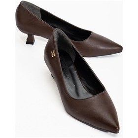 Resim Suins Shoes Suins Molina Model Kadın Mini Topuklu Stiletto Ayakkabı Kahverengi 