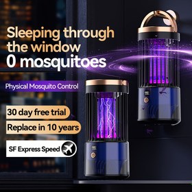 Resim Yüksek Kaliteli Sinek Lambası Fototaksi İlkesi ile, 1200mAh Lityum Pil, Gerçek Zamanlı LED Ekranı, USB Şarj Edilebilir, ABS Reçine Gövde, Ev ve Dış Mekan Kullanımı için Etkili Sinek Yok Etme 