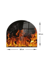 Resim Decorita Cam Ocak Arkası Koruyucu | Oval Şekilli | Alev Görünümlü 