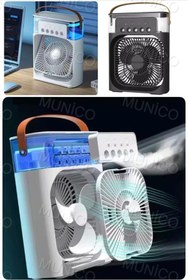 Resim Munico Masaüstü Mini Su Ve Buz Hazneli Buhar Püskürtmeli Vantilatör Fan Kamo Çadır Kliması Karavan Bungalov 