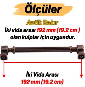 Resim Çizgili Antik Bakır 192 mm 19.2 cm Metal Kulp Mobilya Çekmece Mutfak Dolabı Dolap Kulpları Kulb 