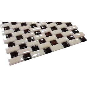 Resim MozaiKristaL Tüm yüzeyler için 25x50mm Bej-G.Kahve, 31.5x31.5cm Fileli Cam Mozaik (10 File=1m2 Fiyatı) 