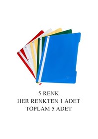 Resim 5 Renk Telli Dosya Seti 1 Paket 5 Li Telli Dosya Okul Büro Ofis 
