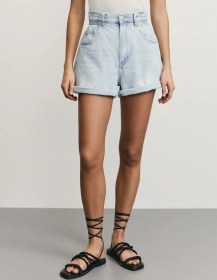 Resim Zarına Yazlık Kot Şort Kordon Detaylı Kısa 348517054 Mavi 