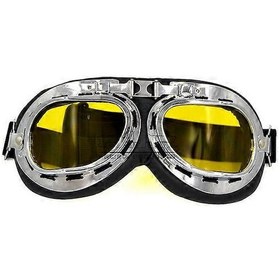 Resim Retro Motosiklet Gözlükleri Gözlükler Motosiklet Pilotu Steampunk Vintage Atv Biker Scooter Cruiser Jet Kask Bisiklet Kayak Güneş Gözlüğümodel 3 