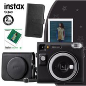 Resim Fujifilm Instax SQ40 Siyah Fotoğraf Makinesi 10lu Kare Film Deri Kılıf ve Siyah Albüm 