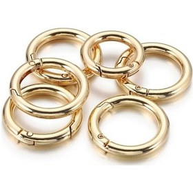 Resim Tongxida Çinko Alaşımlı Yay Anahtarlık Halkası, Açık Altın, 20 Adet 