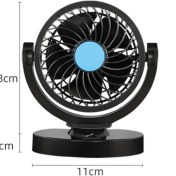 Resim Arac Ici Torpido Ustu Fanli Oto Vantilator 360 Donerli 12V 