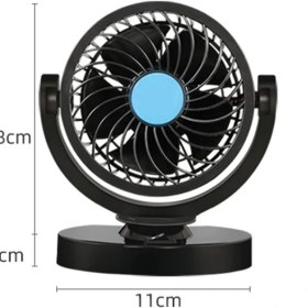 Resim Arac Ici Torpido Ustu Fanli Oto Vantilator 360 Donerli 12V 