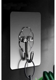 Resim 1 Adet Kare Şeffaf Askı Güçlü Kendinden Yapışkanlı Kapı Duvar Askısı Banyo Askısı Mutfak Askısı Şeffaf 