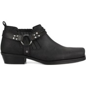 Resim Siyah Küt Burun Motorcu Ayakkabısı 