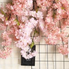 Resim Yapay Çiçek Bahar Dalı Japon Kiraz Çiçeği 90 cm KOYU PEMBE 