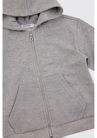 Resim Panço Erkek Çocuk Fermuarlı Sweatshirt Gri-melanj 