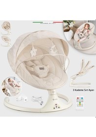 Resim Elele Dormire 2 Elektrikli Otomatik Sallanan Kademeli Ana Kucağı Bej 
