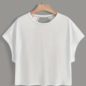 Resim Cut Out Mürettebat Yaka Kırpma T-Shirt, İlkbahar Ve Yaz İçin Rahat Düz Renk Batwing Kollu T-Shirt, Kadın Giyim 