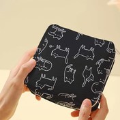 Resim 1pc WhimsyCat Taşınabilir Kedi Desenli Hijyenik Ped Örgü, Büyük Kapasiteli Polyester Depolama Pouch, Şeker ve Dükkânlar için Hafif Çok Fonksiyonlu Çanta 