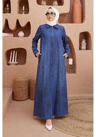 Resim Neways 6568-Fermuarlı Ferace Lacivert 
