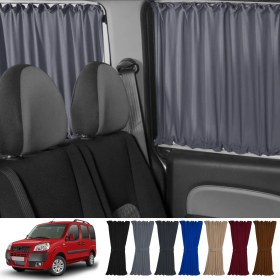 Resim Oto Pandami Fiat Doblo I 2000-2010 Uyumlu Gri Raylı Oto Perde Takımı 