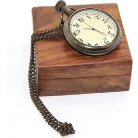 Resim Ahşap Kutulu Pirinç Köstekli Saat 16155 