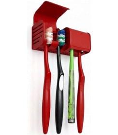 Resim Kırmızı Kendinden Yapışkanlı Hijyenik Diş Fırçası Asacağı Askılığı Askılık Diş Fırçalık Banyo Organizer 
