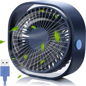 Resim Mini Fan, Küçük Kişisel USB Masa Fanı, 3 Hız Taşınabilir Masaüstü Masa Soğutma Fanı USB ile Güçlenir, Güçlü Rüzgar, Sessiz Çalışma (Mavi) (Yurt Dışından) 