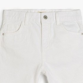 Resim Koton Pamuklu Düşük Bel Cepli Kot Şort Beyaz 5skg40033ad Beyaz 