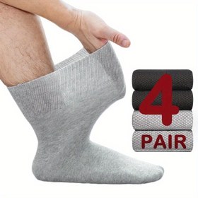 Resim 4 adet Erkek Diabetik Çorap - Ekstra Geniş, Rahat ve Esnek, Dikişsiz Ayak Uçları, Güçlendirilmiş Topuklar, Yaşlılar için İdeal Hediye, Diabetik Ayakkabılar | Rahat Ayakkabılar | Örgü Dokusu 