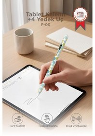 Resim Tablet Kalemi Hassas Dokunmatik Çizim Ve Yazım Kalemi 4 Yedek Uçlu P03 Renkli 