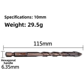 Resim Aubyhe 10mm Çift Uçlu Porselen Duvar Delici, Hexagonal Saplı Seramik Delik Açıcı, Isı İşlemeli Spiral Bıçaklı Pratik 