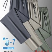 Resim 3 Adet Erkekler İçin Buz İpeği Kumaş Rahat Pantolon - Yüksek Esneklik, Nefes Alabilen ve Serinletici Bol Kesim Düz Paça Elastik Bel & Cepli, Makinede Yıkanabilir İlkbahar/Yazlık, 3 Renk (Gri/Bej/Zeytin), Sade Tasarım, Cep Detaylı, Yazlık Giyim, Minimalist Tarz, Yumuşak Kumaş, Günlük Kullanım 
