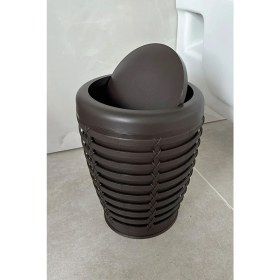 Resim Kahverengi Döner Kapaklı Çöp Kovası 7,5 Lt, Banyo ve Ofis Için Şık ve Kullanışlı 