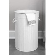 Resim El Yapımı Hasır Katlanır Çamaşır Sepeti Yuvarlak 55 Litre (35CM*35CM*61CM), Doğal Malzemede 