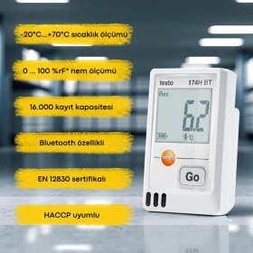 Resim Sevgift Testo 174H BT Akıllı Sıcaklık ve Nem Kayıt Datalogger Cihazı | Beyaz 