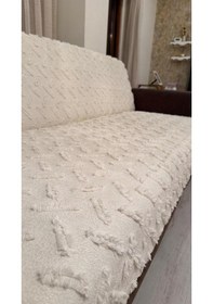 Resim Bohem Tarz Lüks Kaymaz Koltuk Örtüsü 175x220 Şönil Bohem Koltuk Kılıfı Krem 