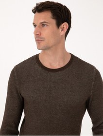 Resim Cacharel Kahverengi Slim Fit Pamuk Karışımlı Bisiklet Yaka Triko Kazak 