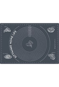 Resim Kittiwake Home Life Gri Renk 45X65 cm Silikon Hamur Açma Matı ve Bambu Saplı Siyah Silikon Merdane 