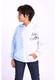 Resim Toontoy Kids Toontoy Erkek Çocuk Kapüşonlu Baskılı İki Renkli Sweatshirt Mavi 