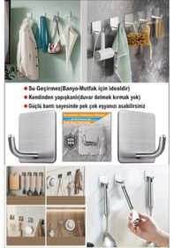 Resim 2'li Kendinden Yapışkanlı Paslanmaz Banyo Askısı / Havlu Askısı Çelik 