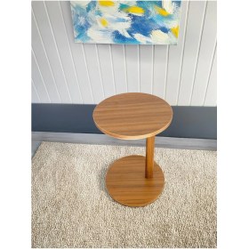 Resim Woodaria C Sehpa Yuvarlak Üst Tablalı, Metal Gövdeli Yan Sehpa | Laptop Sehpası 