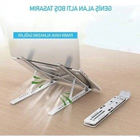 Resim Taşınabilir Metal Dizüstü Bilgisayar Standı - Kaymaz Ve Ergonomik Tasarım 