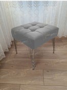 Resim Modern Dilim Puf Ayakucu Puf Gümüş Metal Ayak 45 45 Gri 