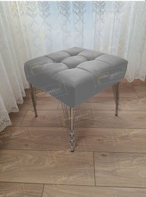 Resim Modern Dilim Puf Ayakucu Puf Gümüş Metal Ayak 45 45 Gri 
