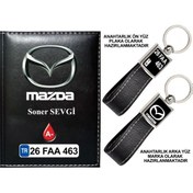 Resim Plakanıza Özel Mazda Logolu Siyah Ruhsat Kabı Ve Anahtarlık 