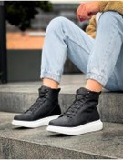 Resim Byshoes Knack Yüksek Taban Ayakkabı B-080 Siyah (Beyaz Taban) 