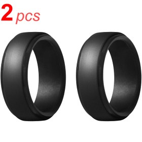 Resim 2 ADET Siyah Silikon Erkek Nikah Yüzükleri - 7-14 Bedenler İçin Yumuşak Rahat Uyum 